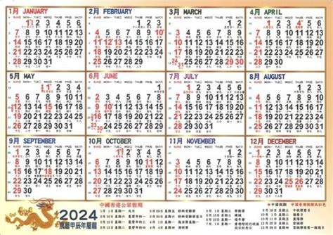 2024年 甚麼年|2024年陰曆陽曆對照表，2024年農曆陽曆表帶天干地支，2024日。